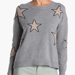 Sweet Romeo Gray Star Print Crewneck Sweater | Cozy Fall | M
